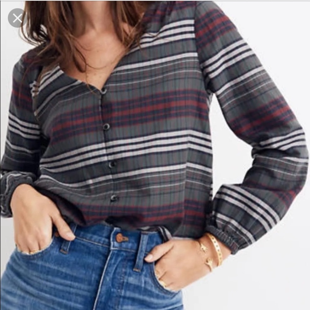 Madewell Pineview Plaid Blouse Size Small